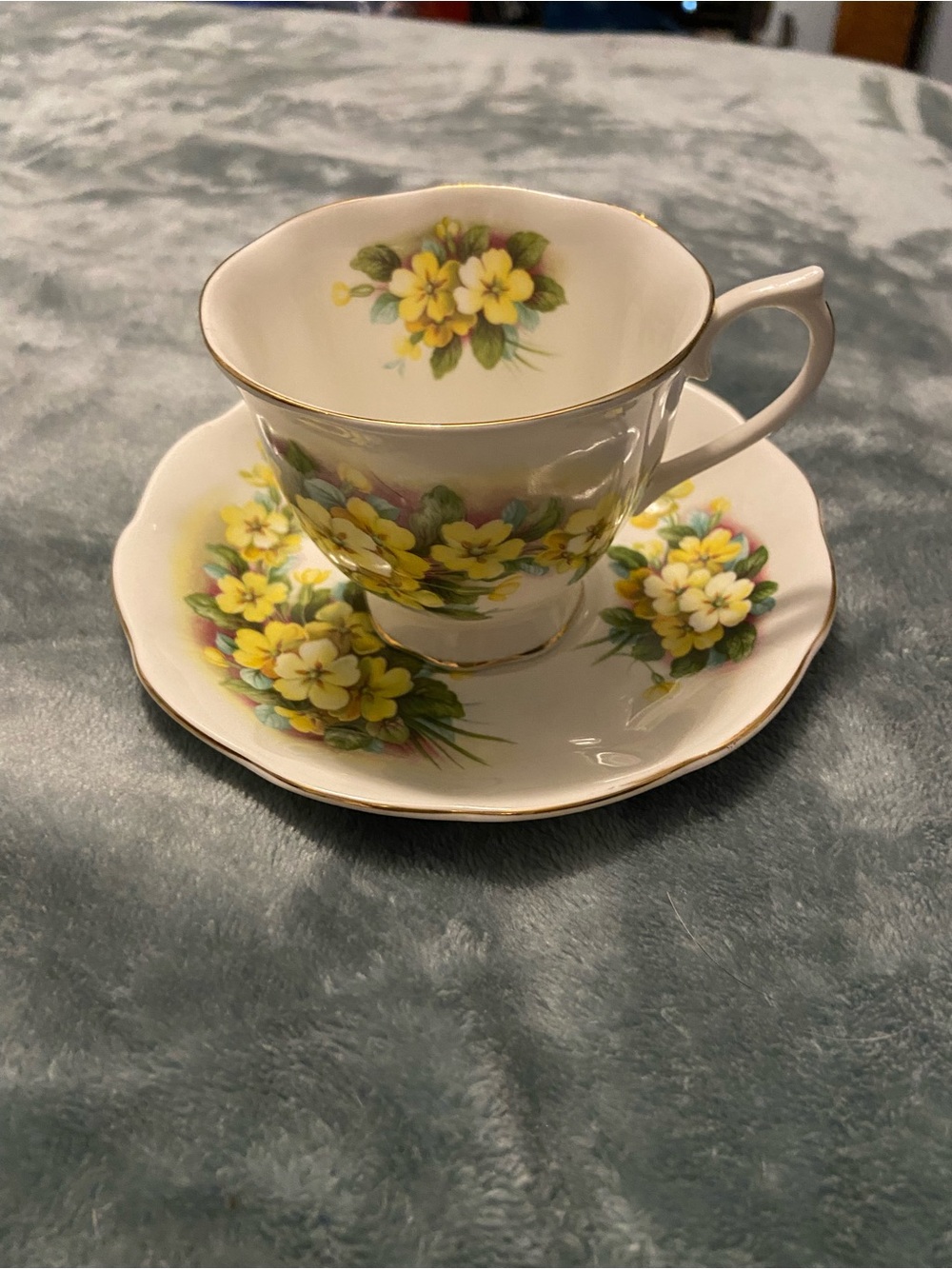 Royal Albert Yellow Floral Bone China Teacup and Saucer